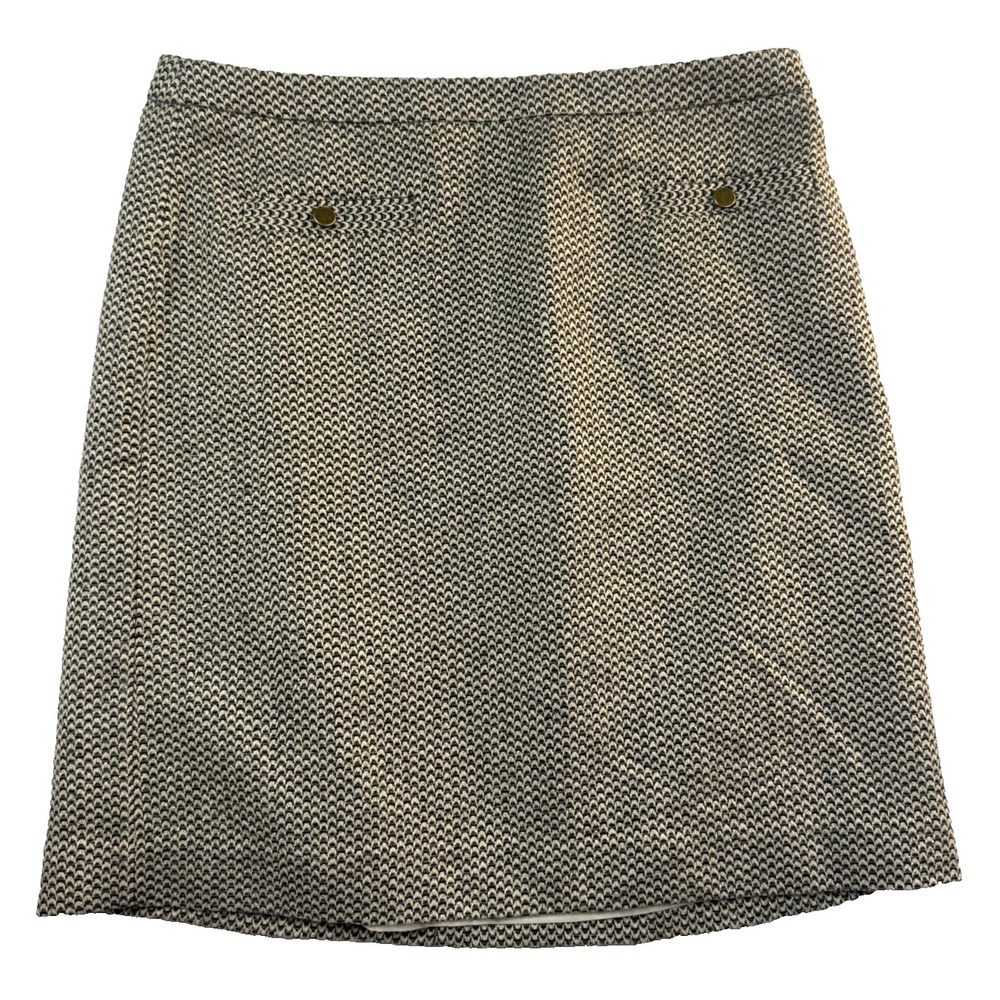 Ann Taylor LOFT Skirt Geometric Womens 2 Blk/Wht Tweed Straight Mini Office Chic